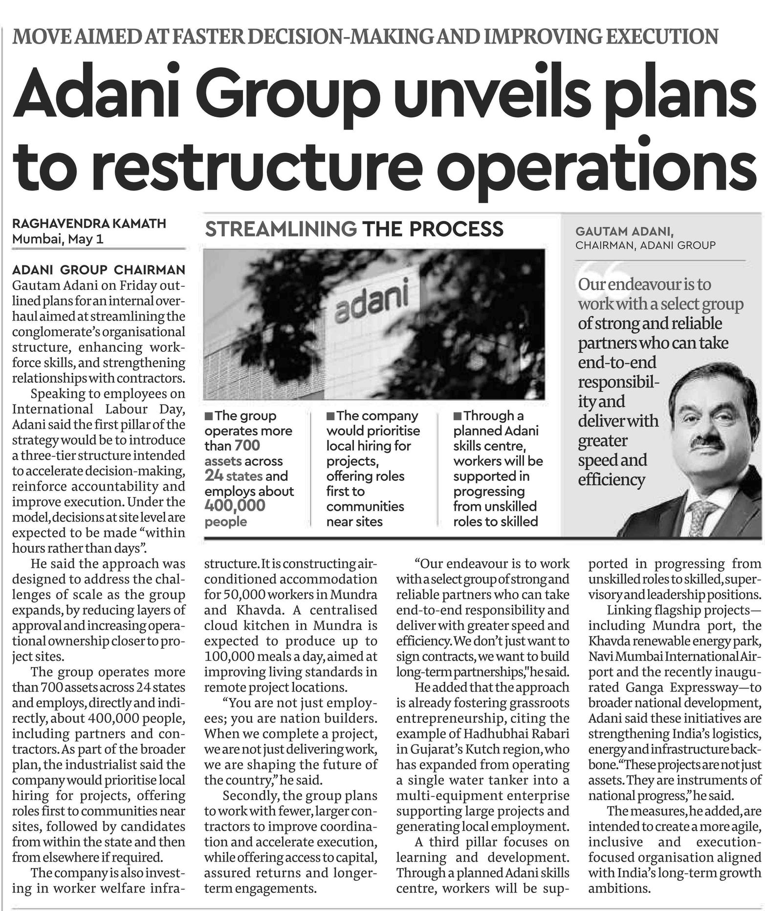 Adani Group unveils plans to restructure operations